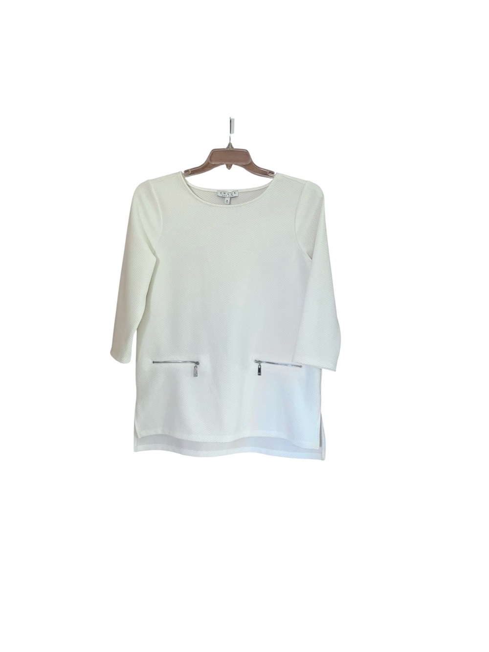 Chaus Cream Textured Zip-Pocket Tunic